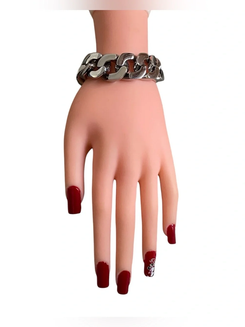 Rare Romance stainless steel chunky Cuban link unisex bracelet 7in